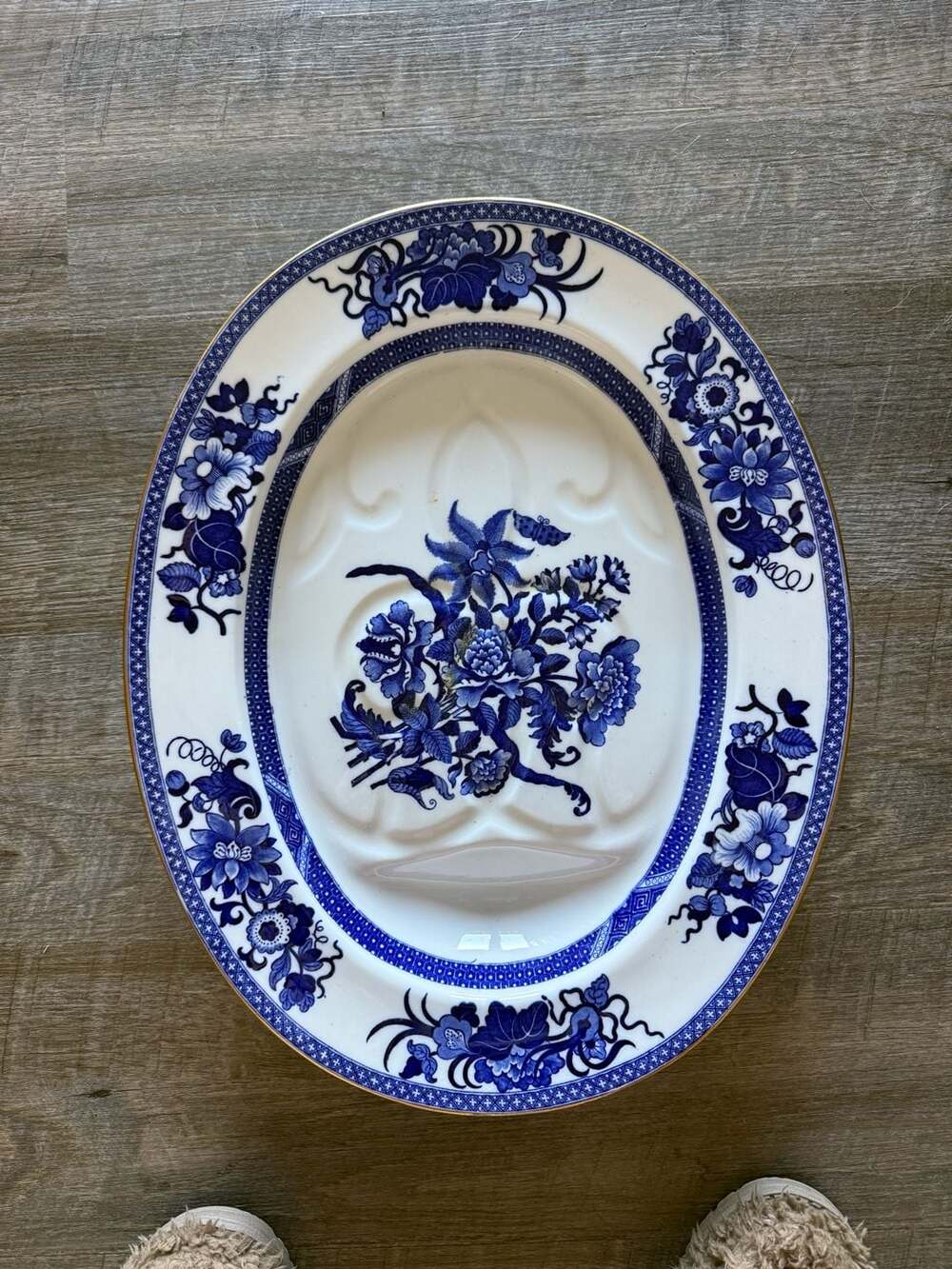 Copeland Spode Blue and White Large Meat Platter with Tree and Well